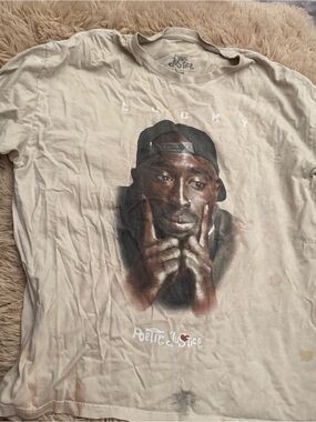 Tupac Poetic Justice Beige Sleeve Graphic Tee